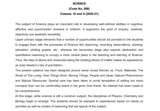 Download CBSE Class 10 Science Syllabus