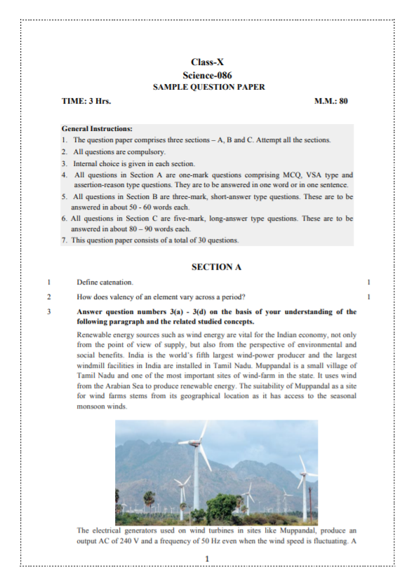 Download CBSE Class 10 Sample Paper