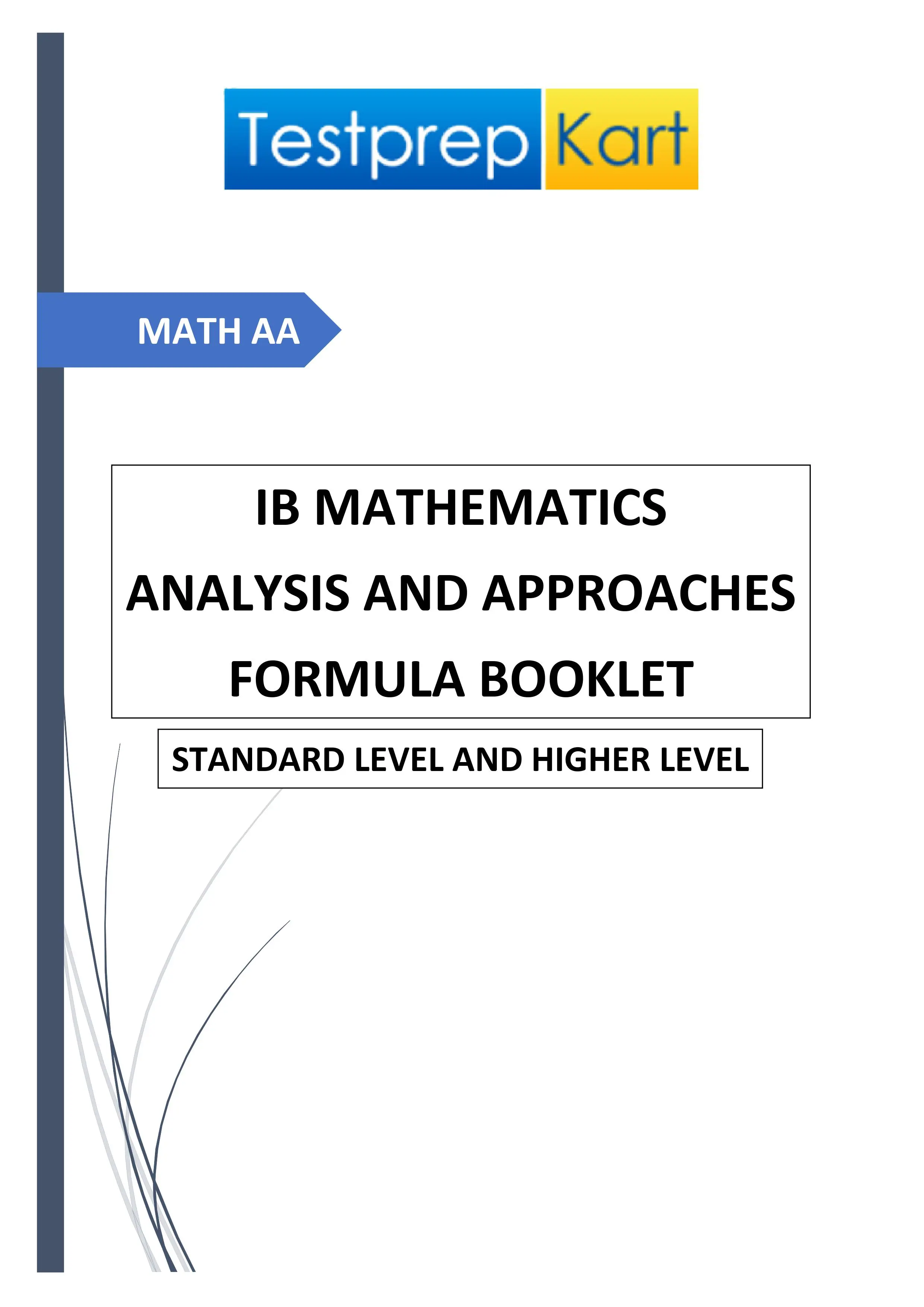 IB Math Analysis and Approaches Standard Level (SL) and Higher Level (HL) Formula Booklet Download