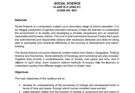 Download CBSE Class 10 Social Science Syllabus