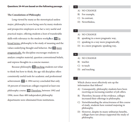 SAT Writing & Langauge Sample